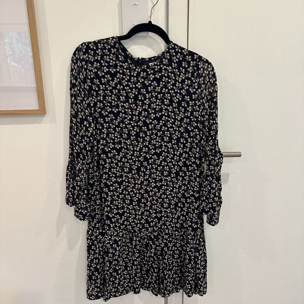 GANNI Navy Floral Mini Dress
